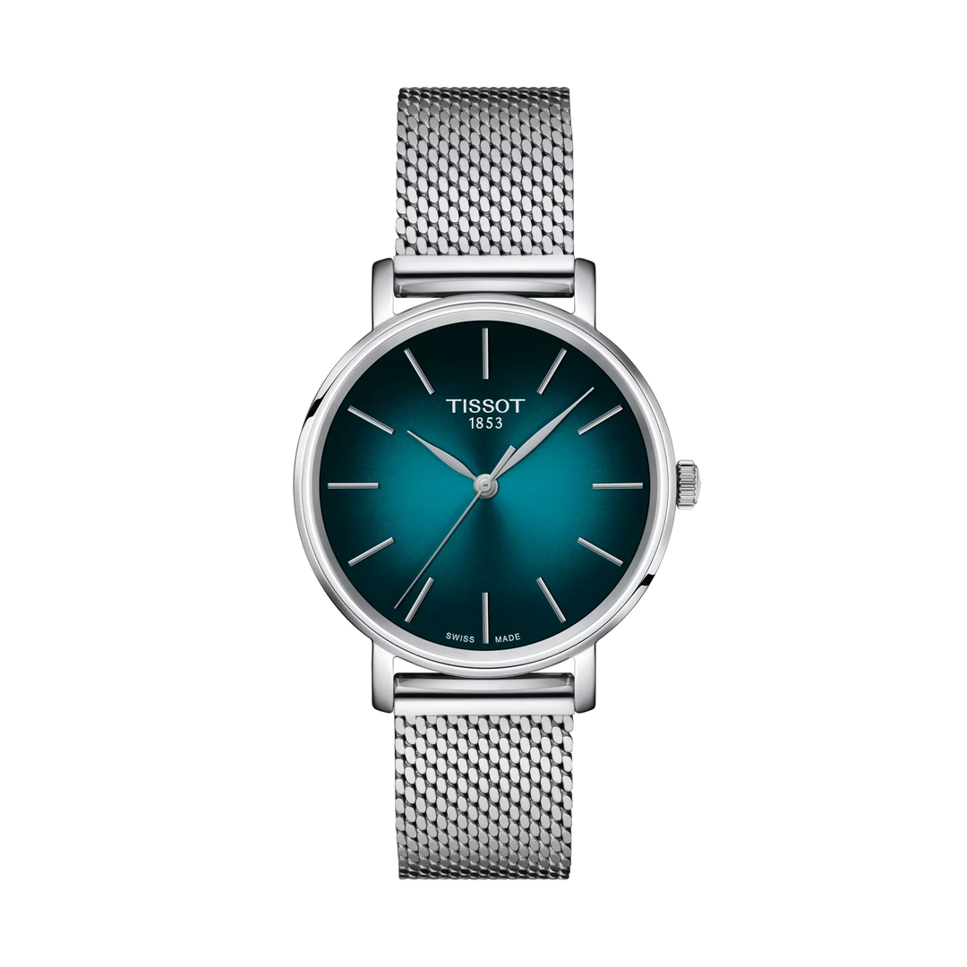 Tissot Everytime 34mm Quartz Turquoise Dial Watch T143.210.11.091.00 – front view