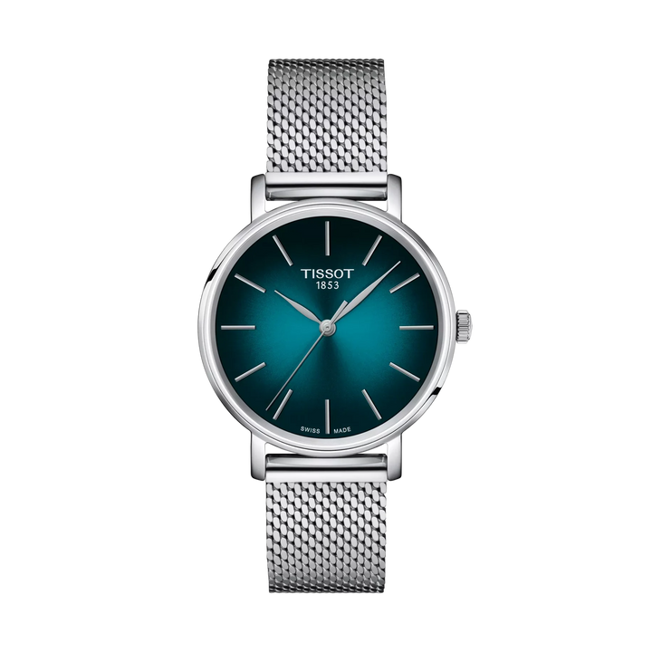 Tissot Everytime 34mm Quartz Turquoise Dial Watch T143.210.11.091.00 – front view
