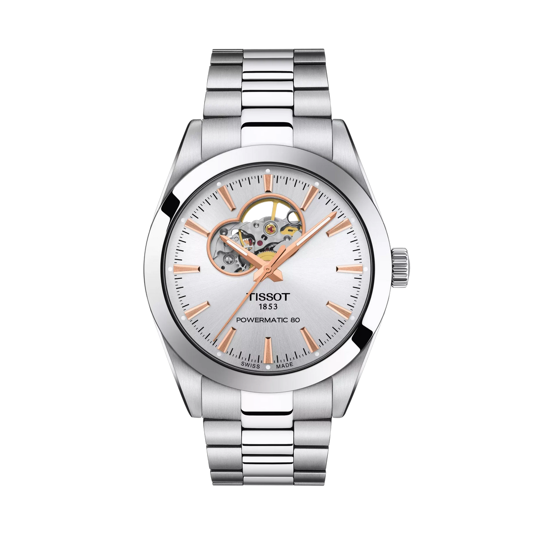 Tissot Gentleman Open Heart 40mm Automatic Silver Dial Watch T127.407.11.031.01 – front view