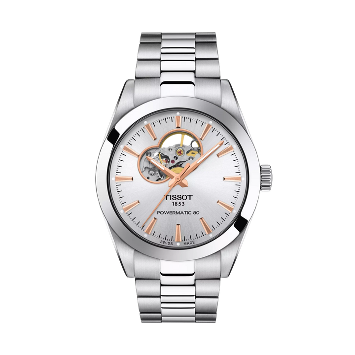 Tissot Gentleman Open Heart 40mm Automatic Silver Dial Watch T127.407.11.031.01 – front view