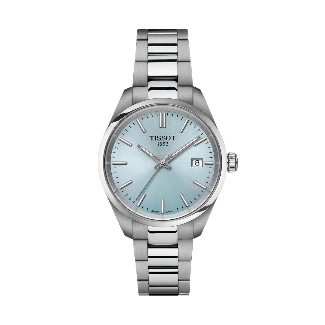 Tissot PR 100 34mm Quartz Ice Blue Dial Watch T150.210.11.351.00 – front view