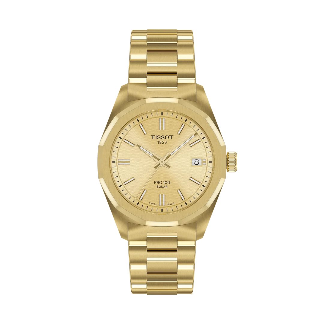 Tissot PRC 100 Solar 34mm Quartz Champagne Dial Watch T151.822.33.021.00 – front view