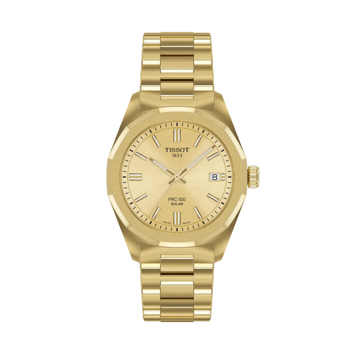 Tissot PRC 100 Solar 34mm Quartz Champagne Dial Watch T151.822.33.021.00 – front view