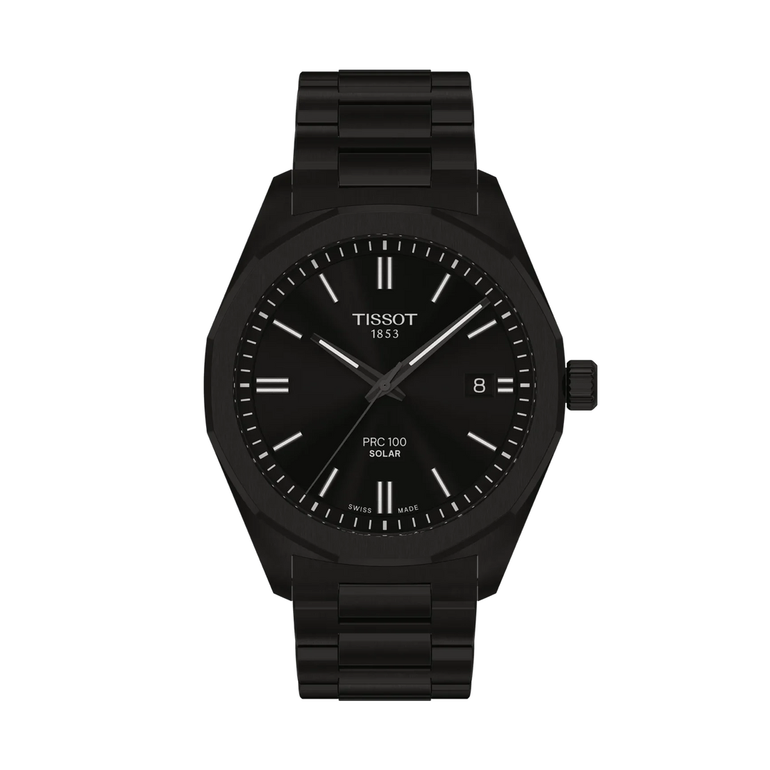 Tissot PRC 100 Solar 39mm Quartz Black Dial Watch T151.422.33.051.00 – front view