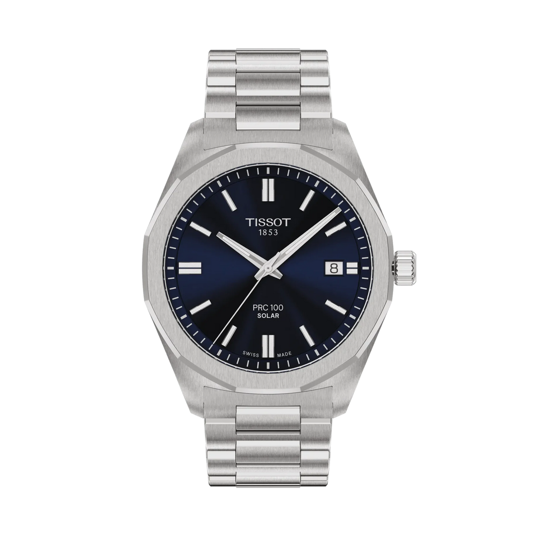 Tissot PRC 100 Solar 39mm Quartz Blue Dial Watch T151.422.11.041.00 – front view