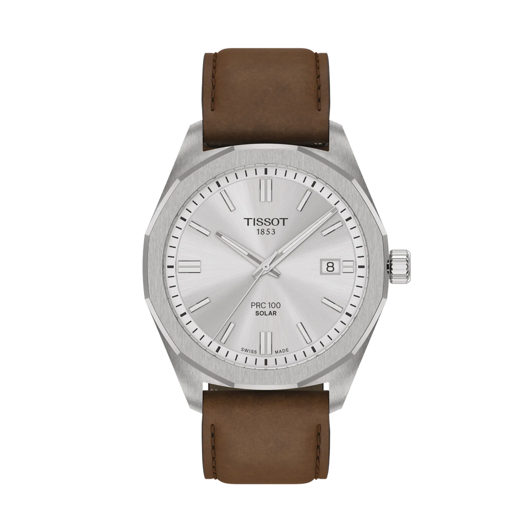 Tissot PRC 100 Solar 39mm Quartz Silver Dial Watch T151.422.16.031.00 – front view