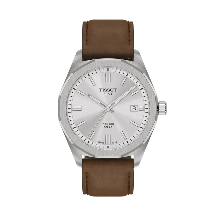 Tissot PRC 100 Solar 39mm Quartz Silver Dial Watch T151.422.16.031.00 – front view