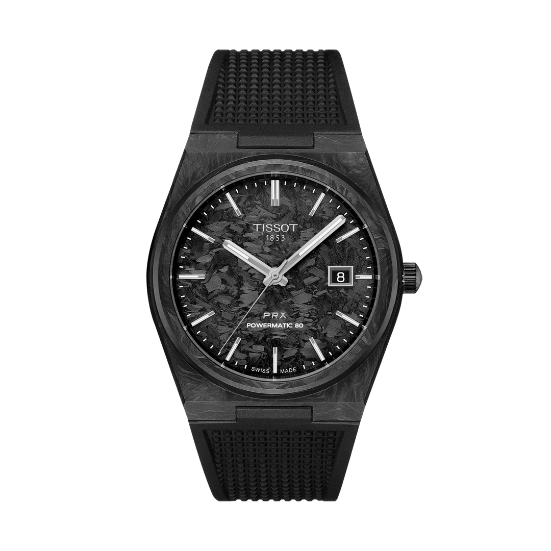 Tissot PRX Carbon 40.5mm Automatic Black Carbon Dial Watch T137.907.97.201.00 – front view