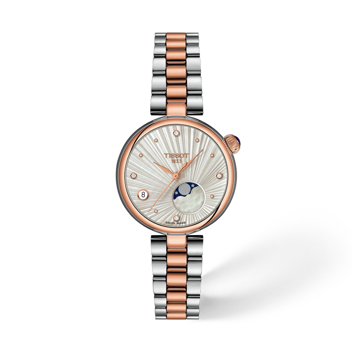 Tissot Desir 29.6mm rose-gold PVD moonphase diamond watch T152.223.22.036.00 front view