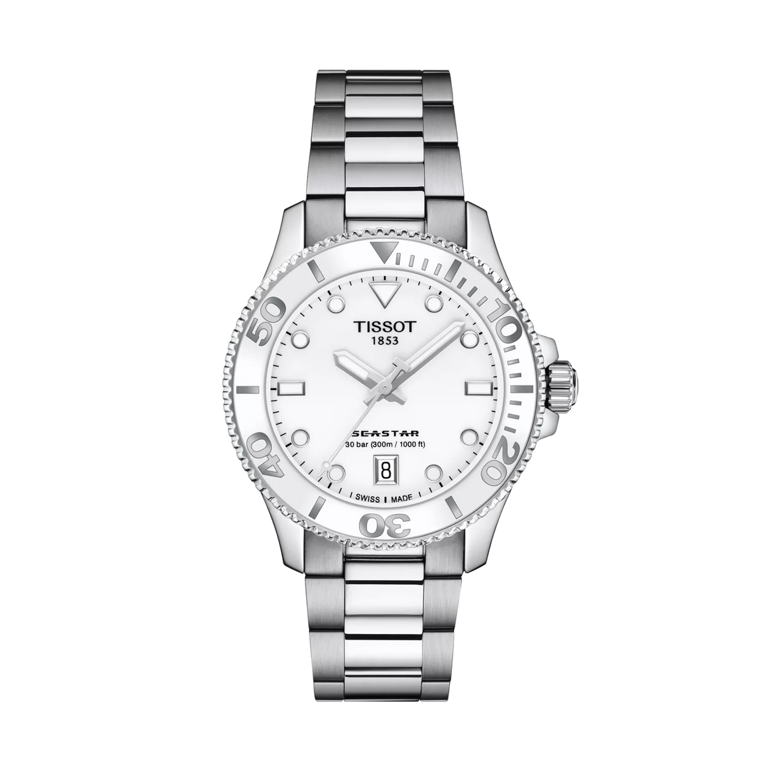 Tissot Seastar 1000 36mm Quartz White Dial Watch T120.210.11.011.00 – front view