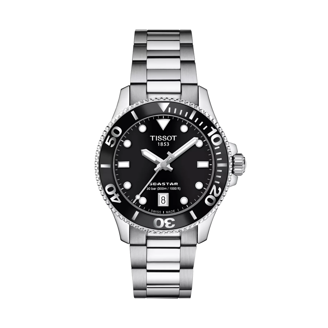 Tissot Seastar 1000 36mm Quartz Black Dial Watch T120.210.11.051.00 – front view