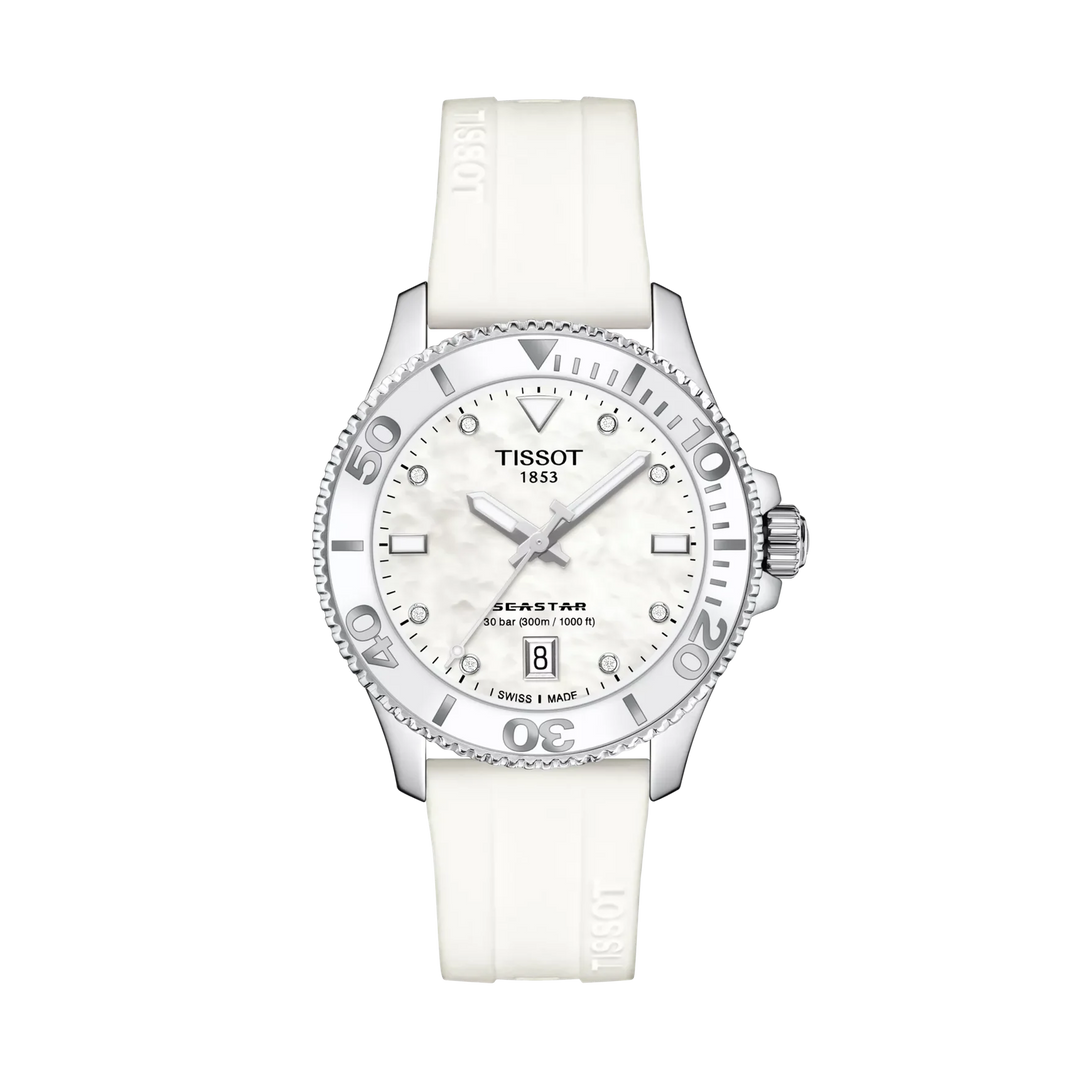 Tissot Seastar 1000 36mm Quartz Mother-Of-Pearl Dial Watch T120.210.17.116.00 – front view
