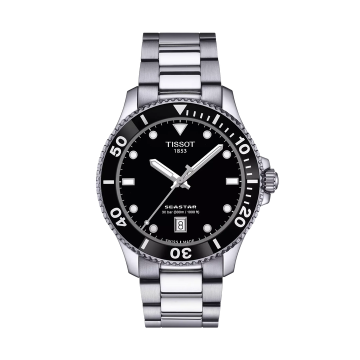 Tissot Seastar 1000 40mm Quartz Black Dial Watch T120.410.11.051.00 – front view