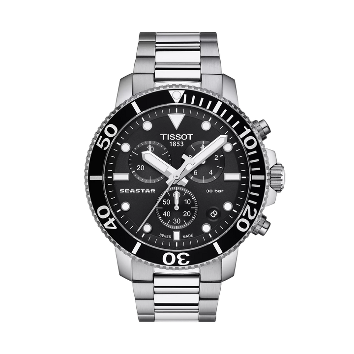 Tissot Seastar 1000 45.5mm Quartz Black Dial Watch T120.417.11.051.00 – front view