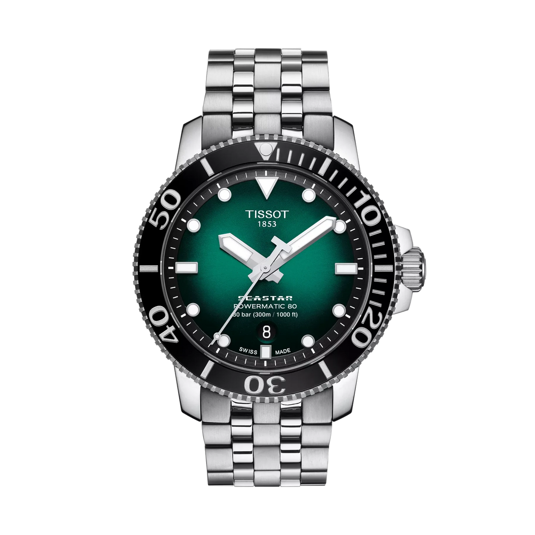 Tissot Seastar 1000 43mm Automatic Green Gradient Dial Watch T120.407.11.091.01 – front view