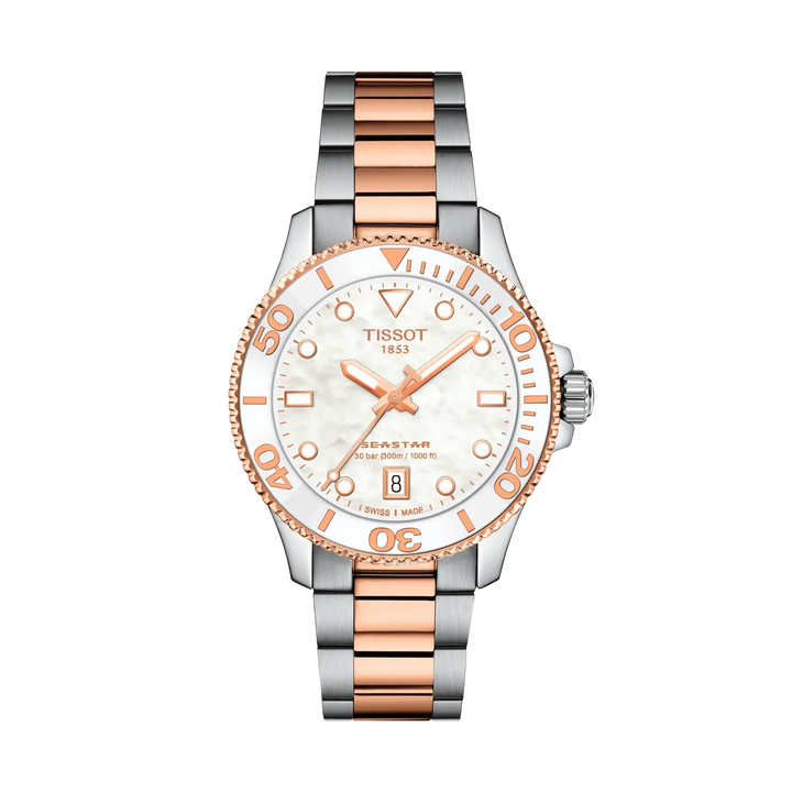 Tissot Seastar 1000 36mm Quartz White Mother-Of-Pearl Dial Watch T120.210.22.111.00 – front view