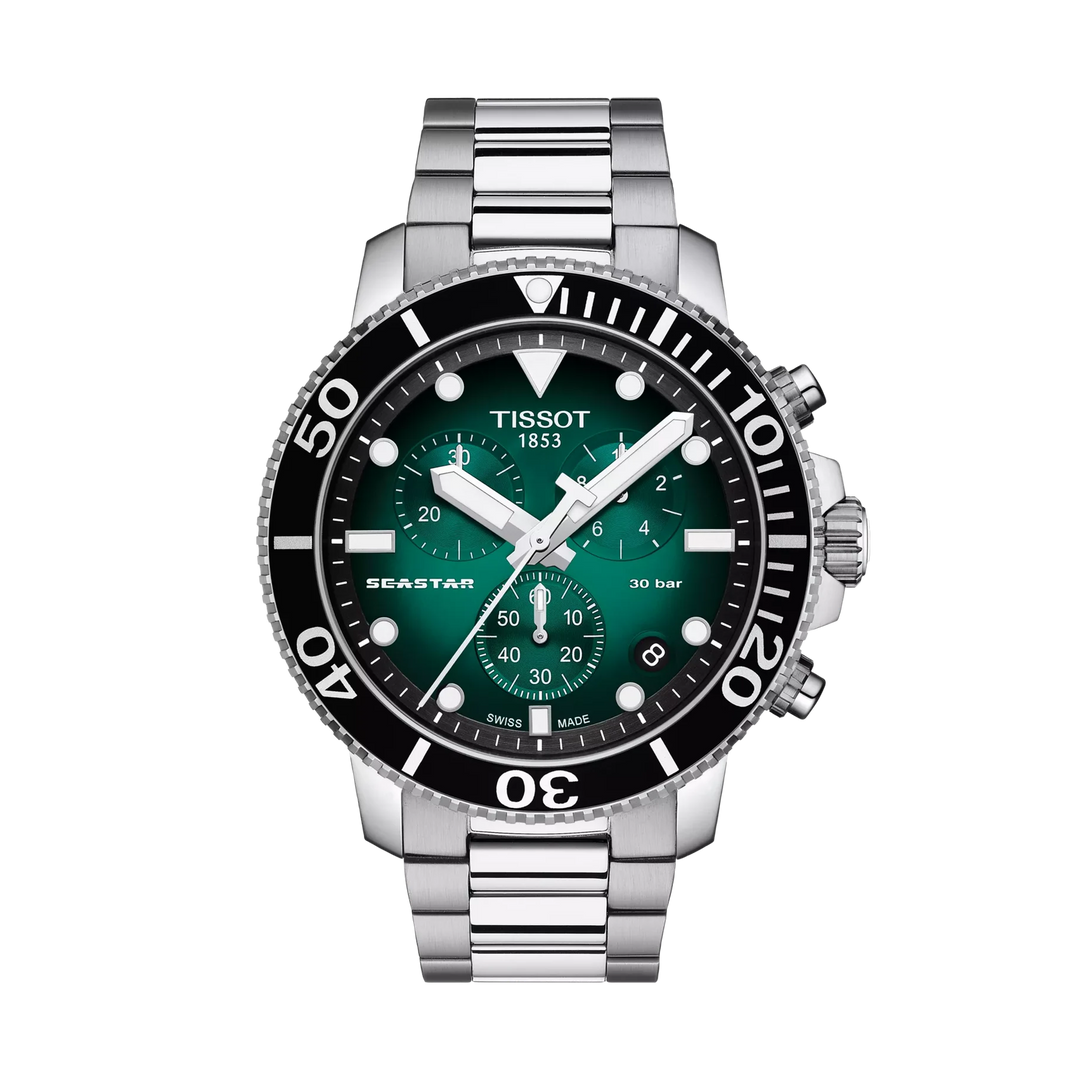 Tissot Seastar 1000 45.5mm Quartz Green Gradient Dial Watch T120.417.11.091.01 – front view