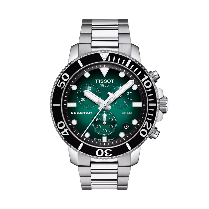Tissot Seastar 1000 45.5mm Quartz Green Gradient Dial Watch T120.417.11.091.01 – front view