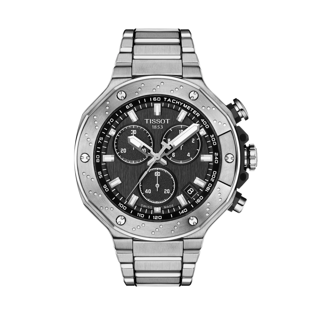 Tissot T-Race 45mm Quartz Black Dial Watch T141.417.11.051.01 – front view