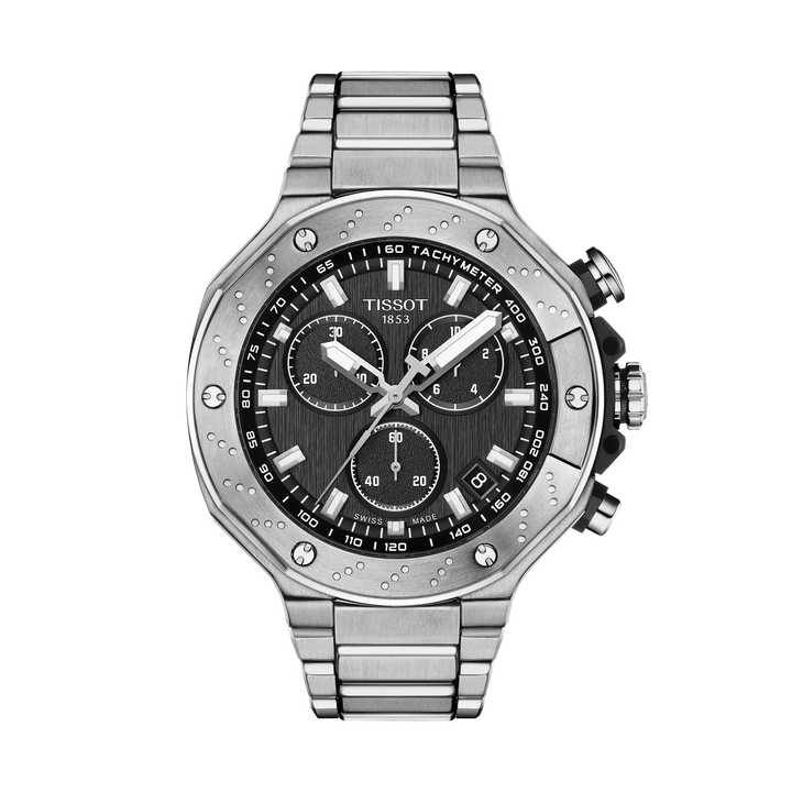 Tissot T-Race 45mm Quartz Black Dial Watch T141.417.11.051.01 – front view