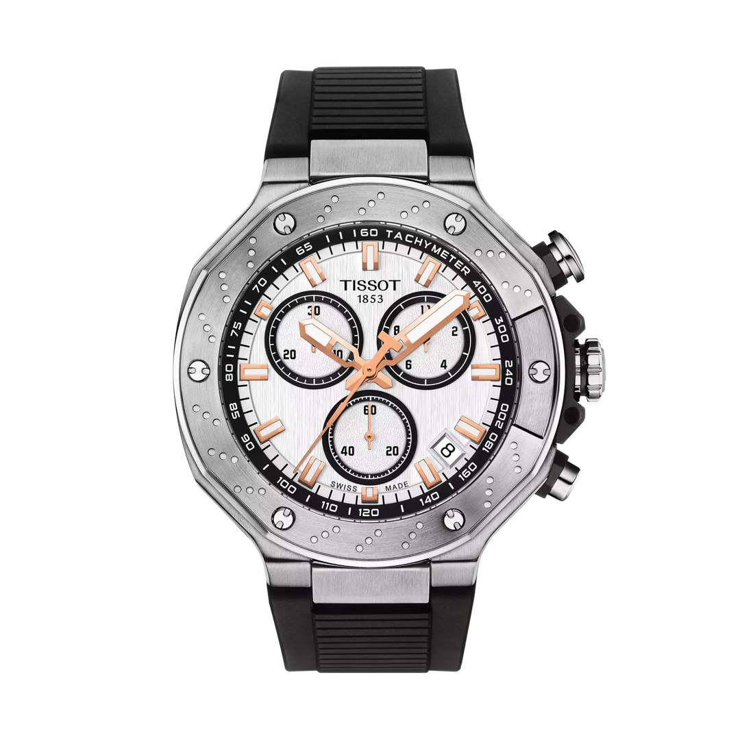 Tissot T-Race 45mm Quartz White Dial Watch T141.417.17.011.00 – front view