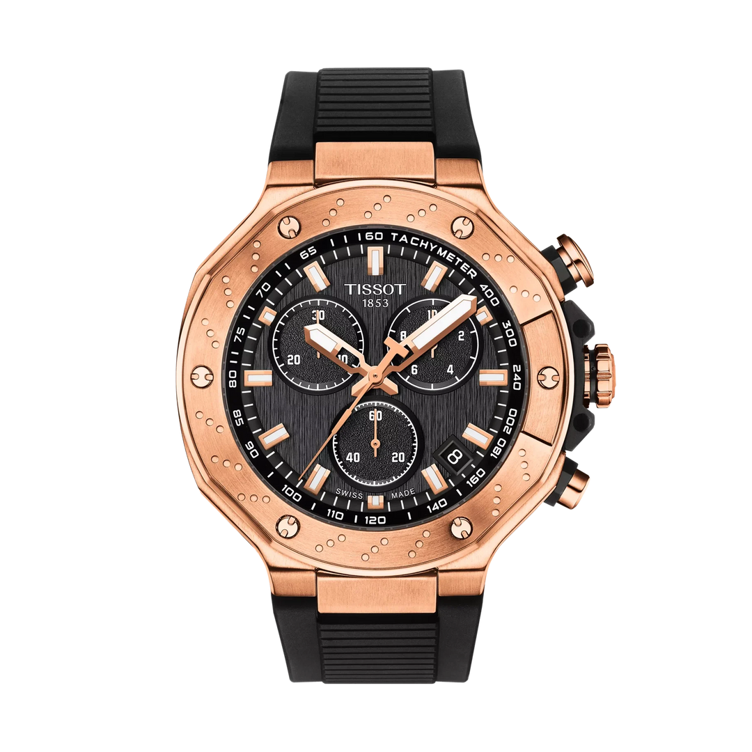Tissot T-Race 45mm Quartz Black Dial Watch T141.417.37.051.00 – front view