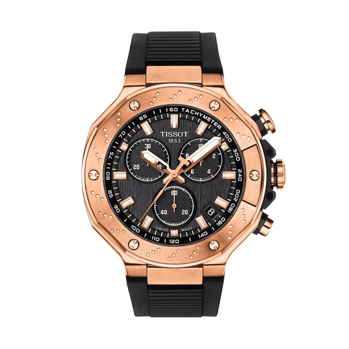 Tissot T-Race 45mm Quartz Black Dial Watch T141.417.37.051.00 – front view