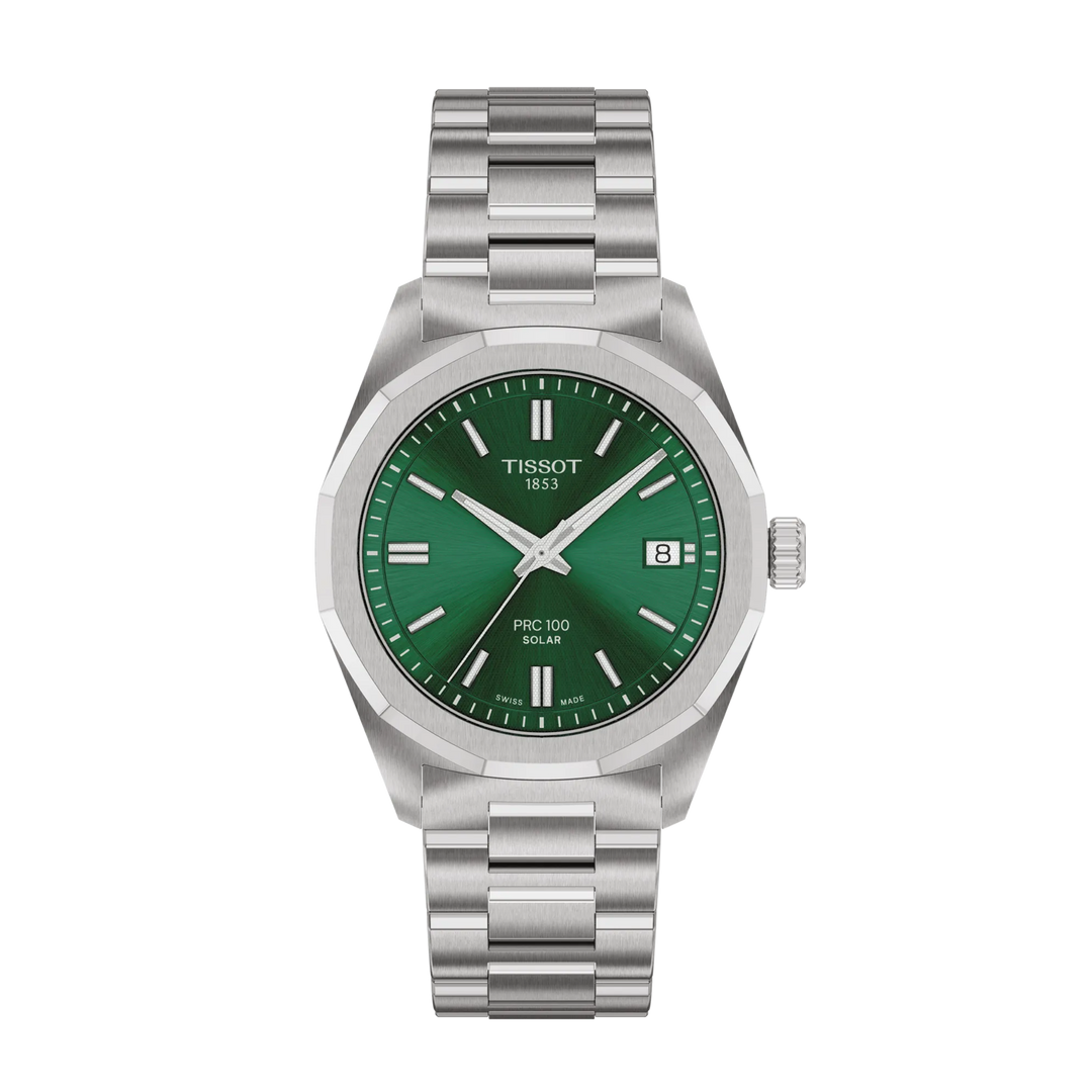 Tissot PRC 100 Solar 34mm green dial T151.822.11.091.00 – front view