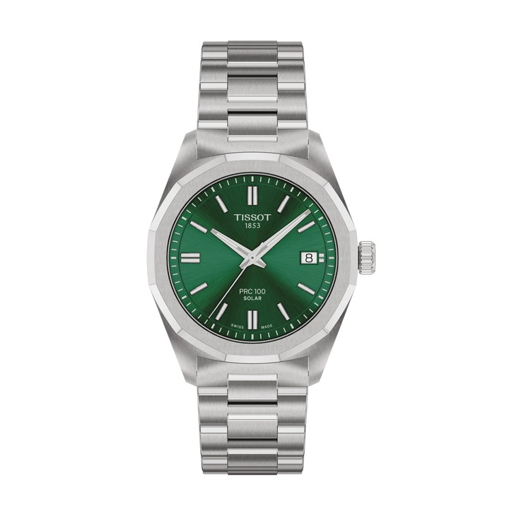 Tissot PRC 100 Solar 34mm green dial T151.822.11.091.00 – front view