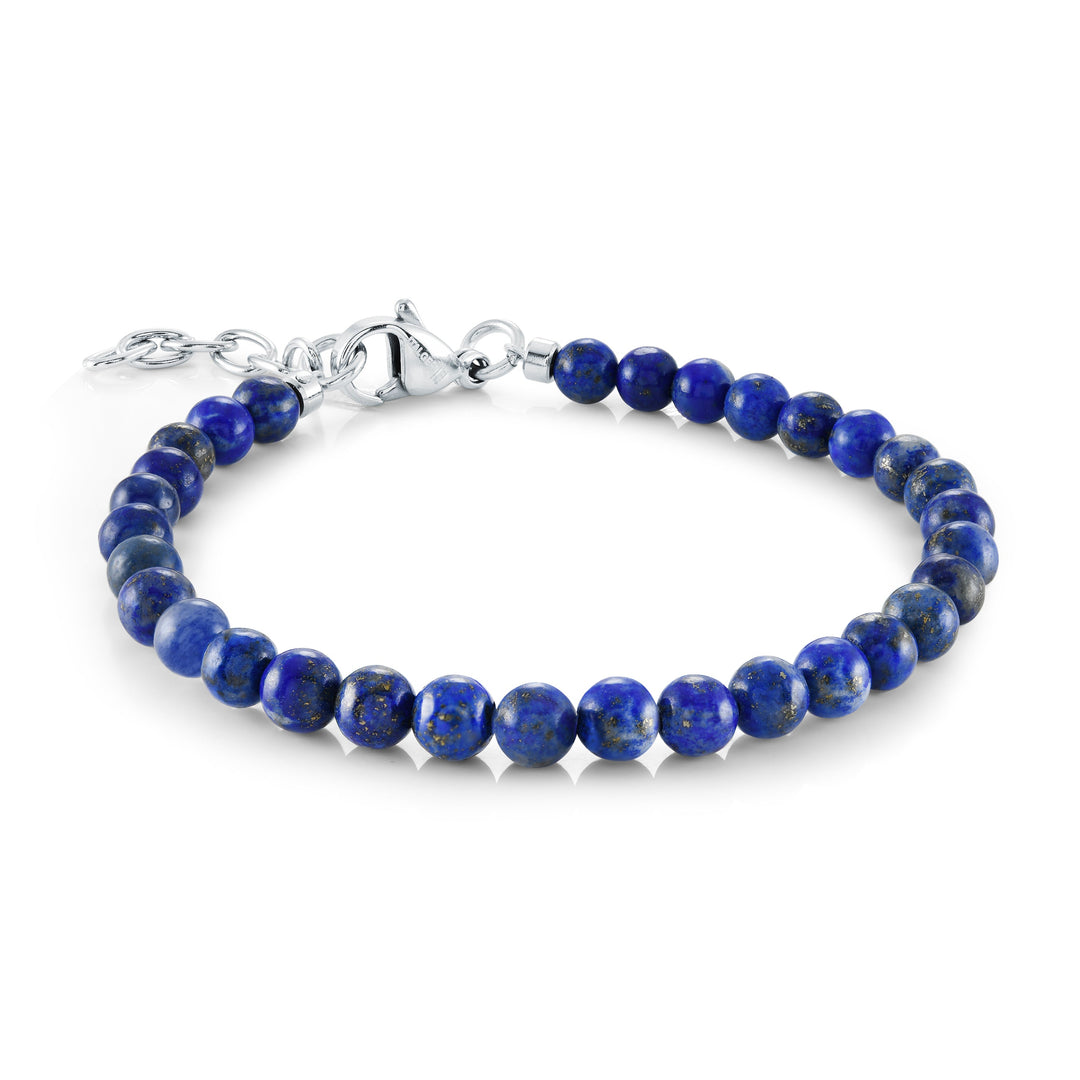 Italgem Steel 4mm Lapis Bead Bracelet — BB-427