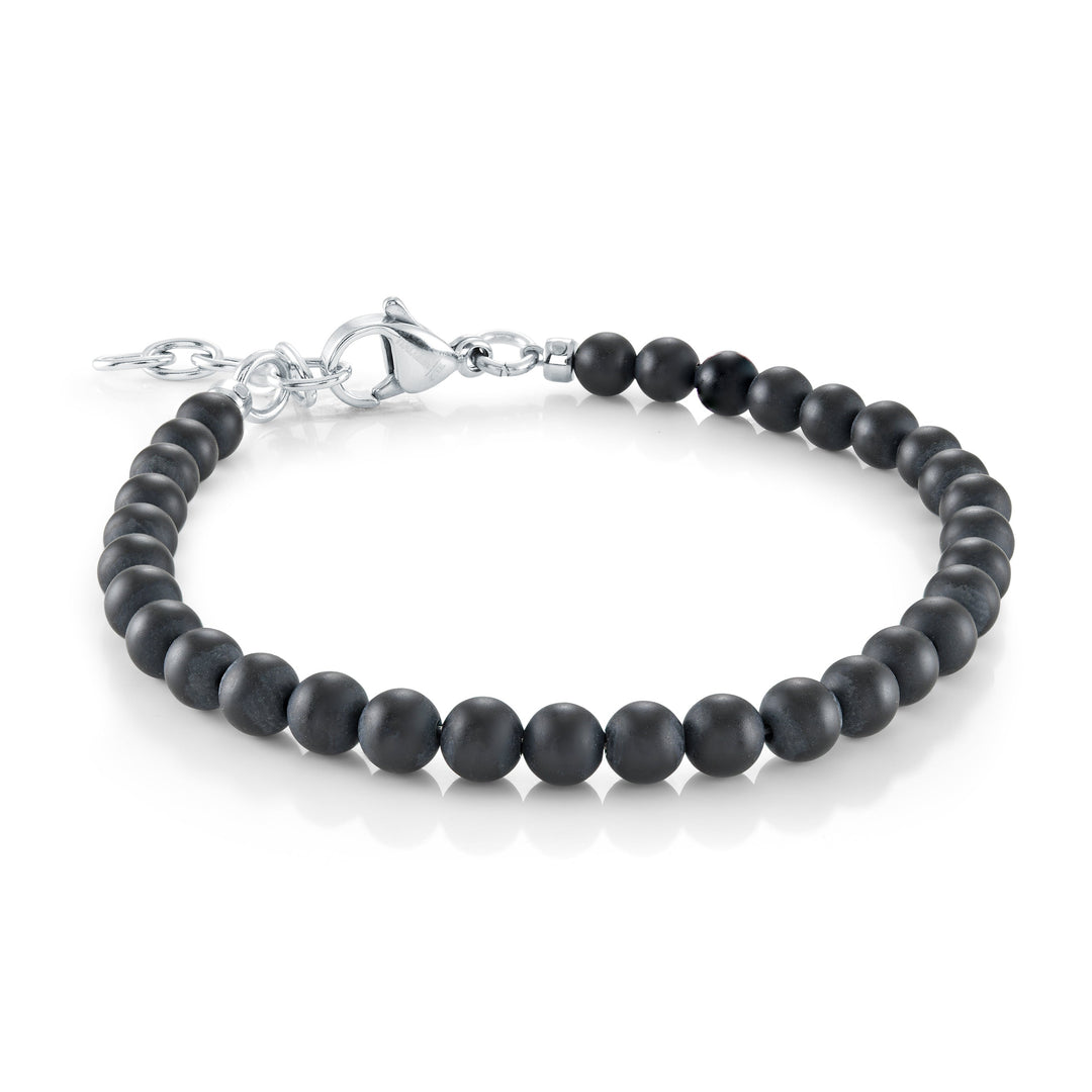 Italgem Steel 4mm Matte Onyx Bead Bracelet — BB-430