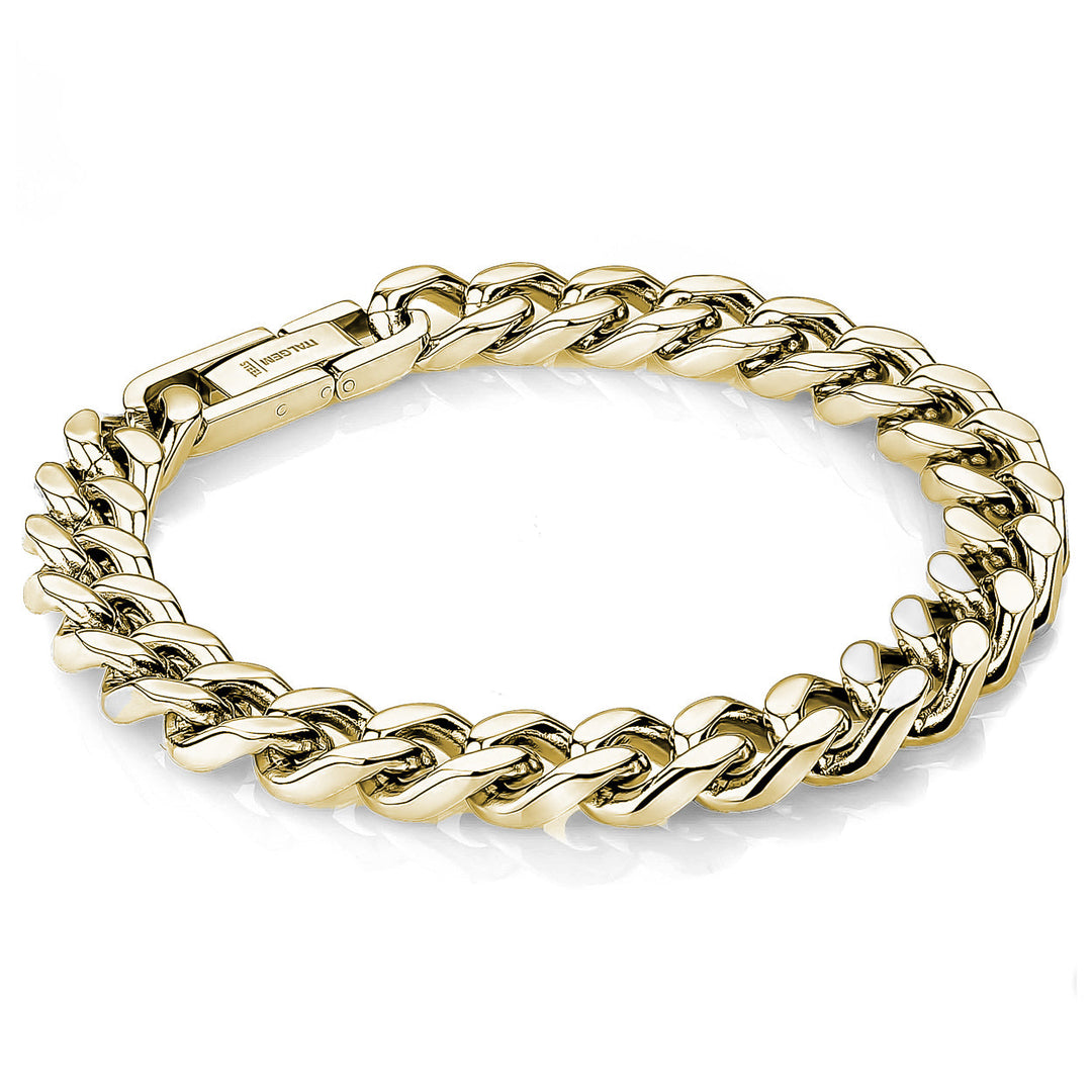 Italgem Steel Gold-Tone Curb Link Bracelet 9.4mm — SMB260