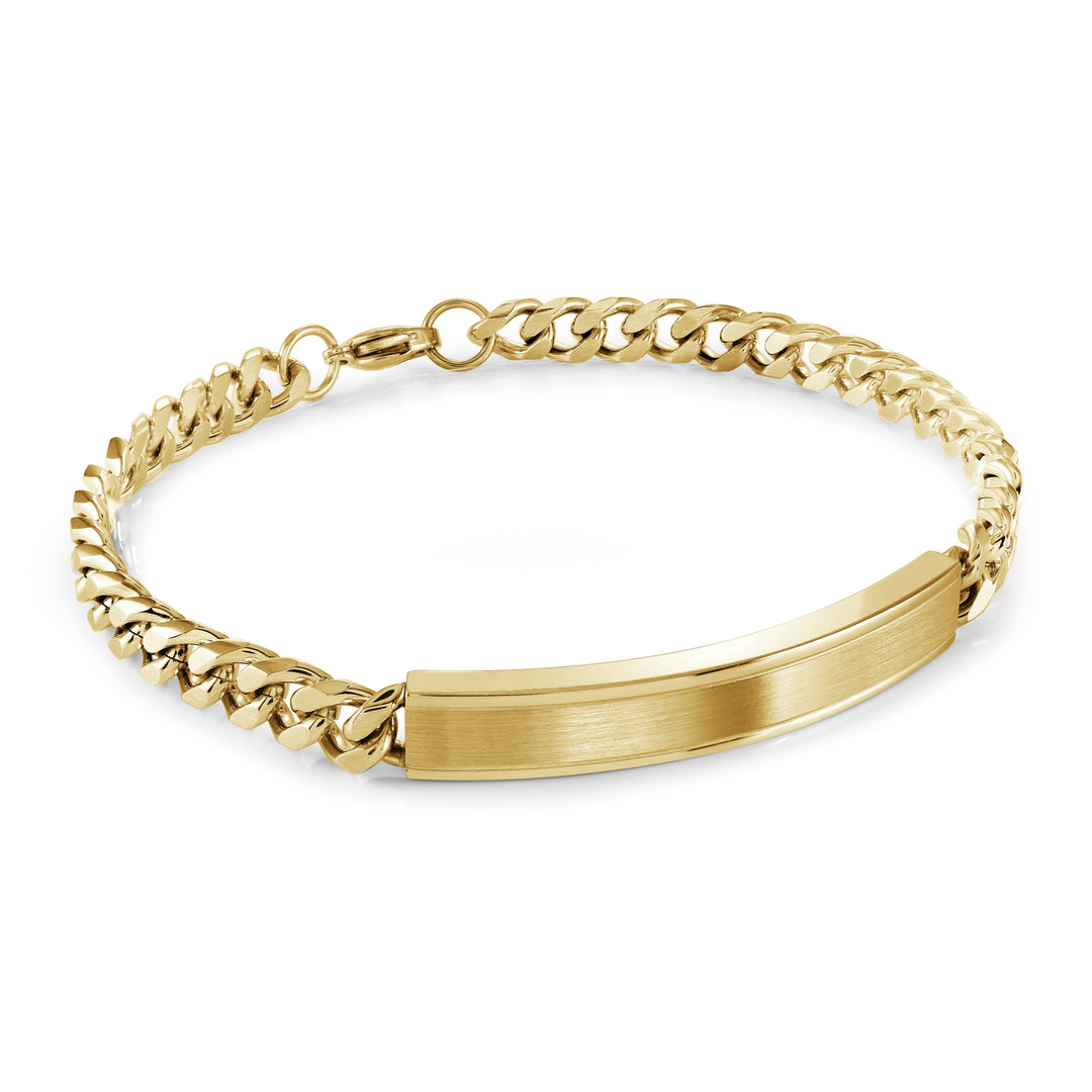 Italgem Steel Gold-Tone 6mm Id-Plate Curb Bracelet — SMB802-GO