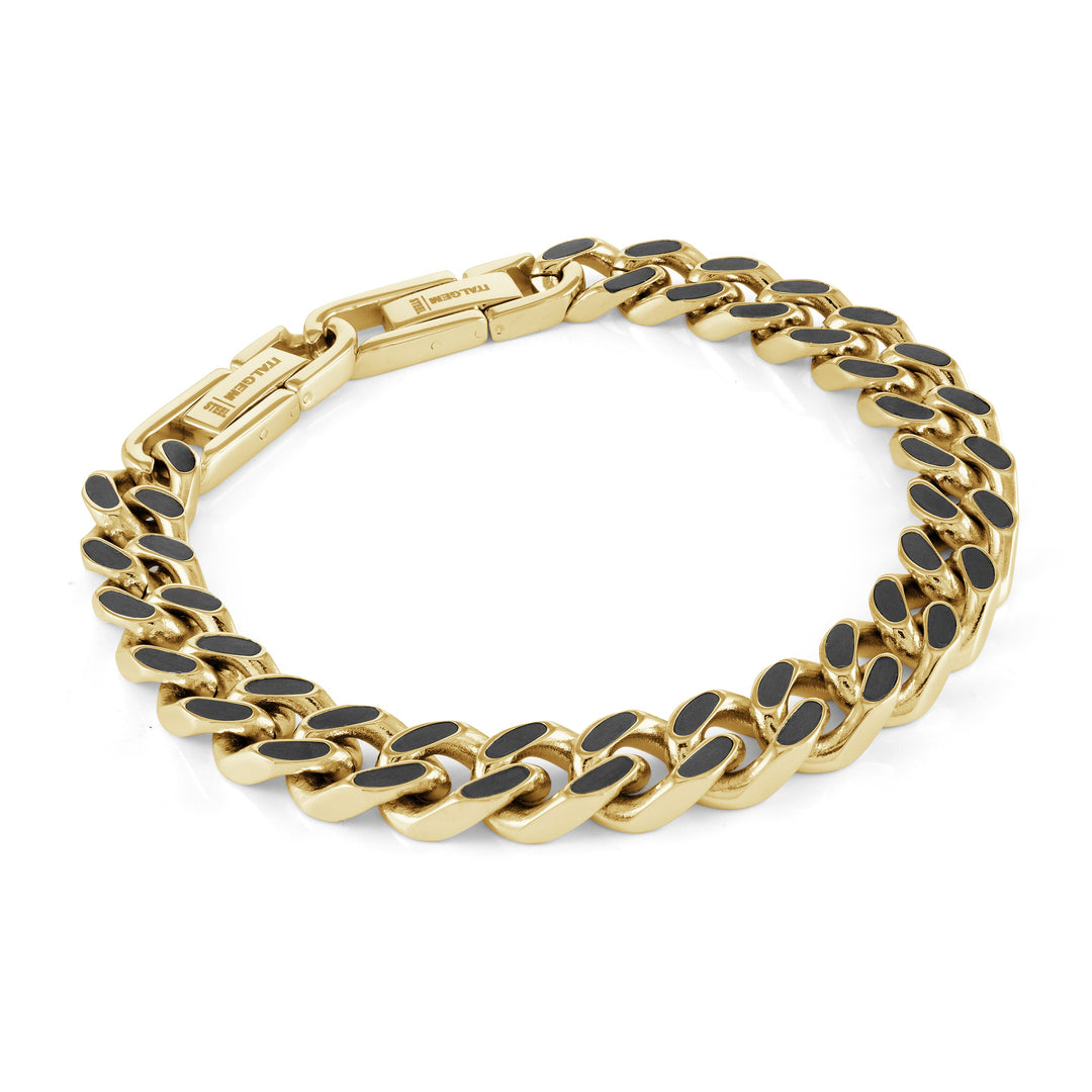 Italgem Steel Gold-Tone Curb Bracelet with Carbon Fibre 9.4mm — SMB657
