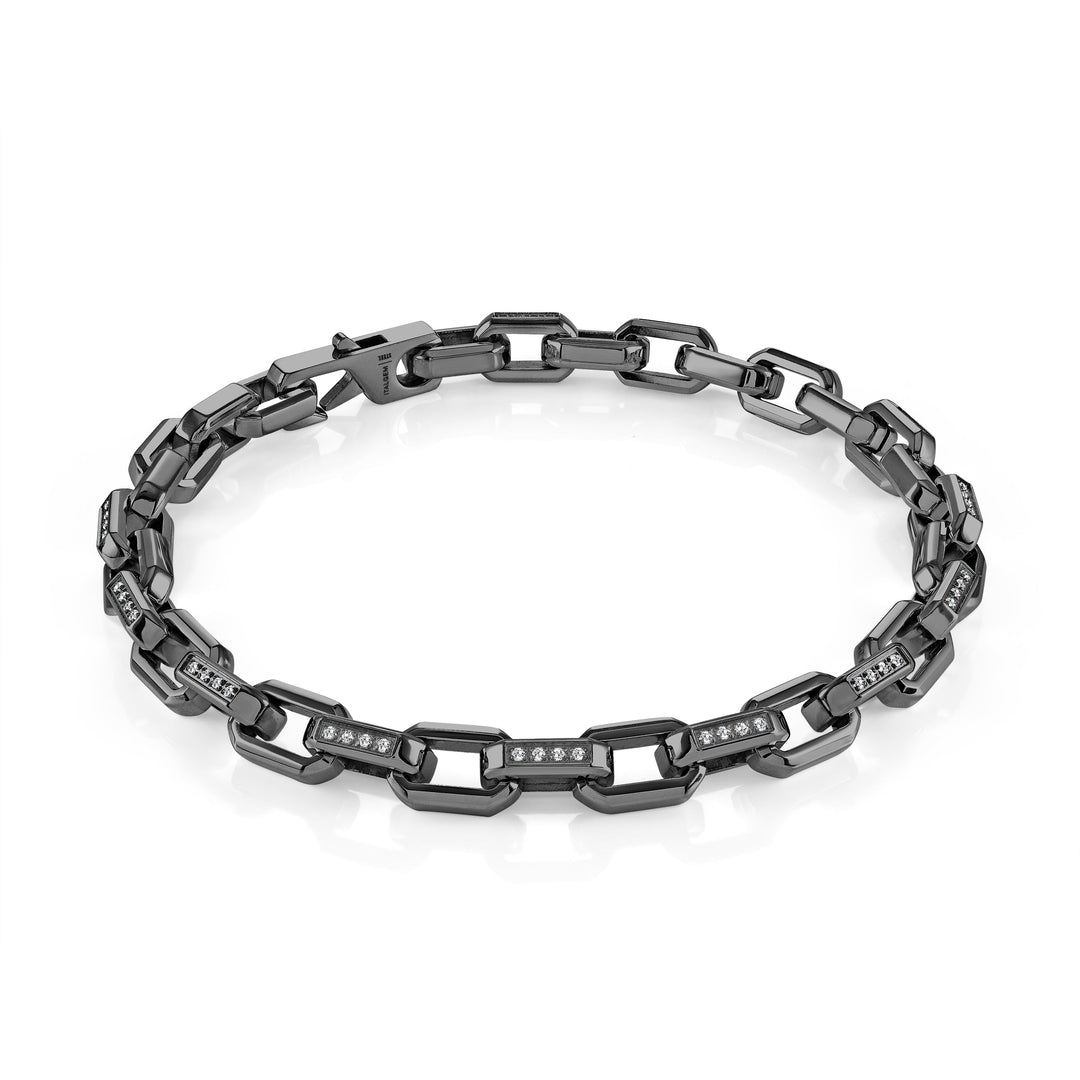 Italgem Steel 6mm Rectangular Link Studded Bracelet — SMB858-GU-8.5