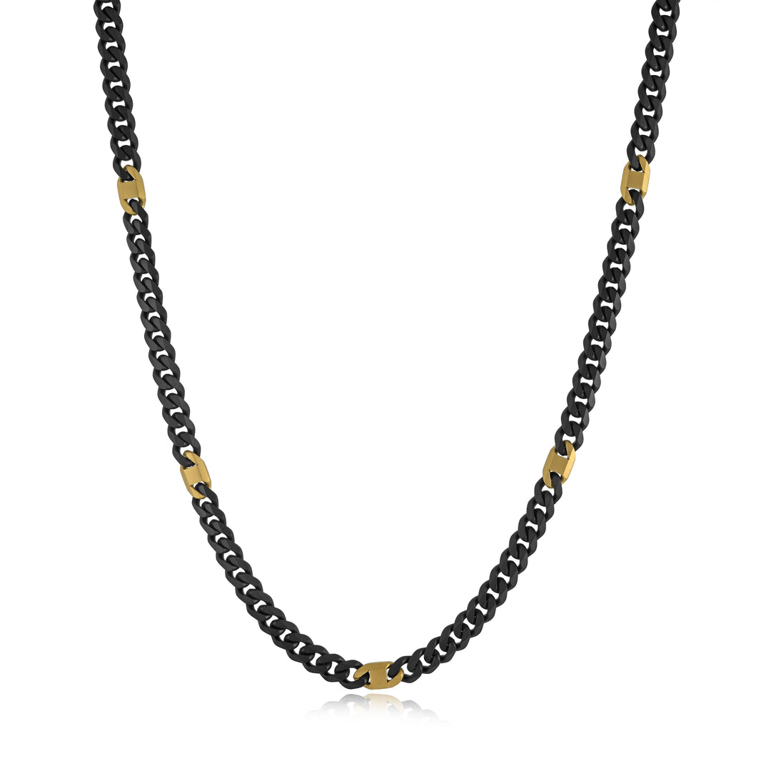 Italgem Steel 6mm Matte Black And Gold Curb Chain — SBYN9-22