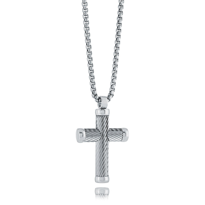 Italgem Steel Twist Weave Cross Pendant Necklace — SC238