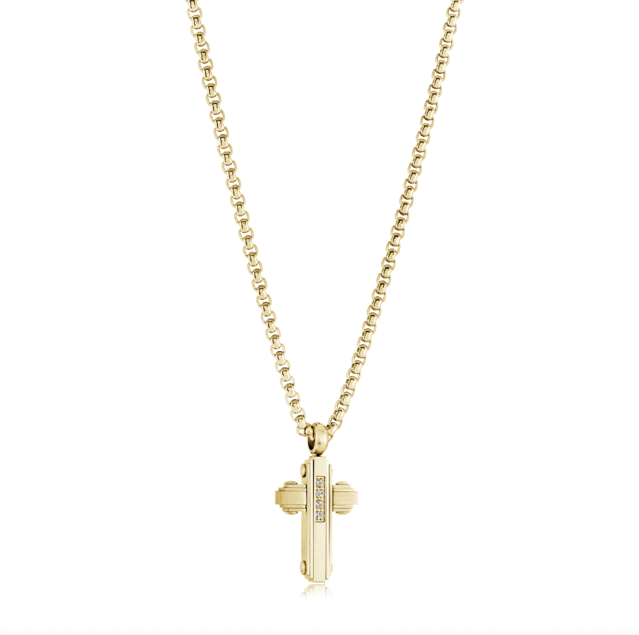 Italgem Steel Micro Cross Necklace — SC261-GO