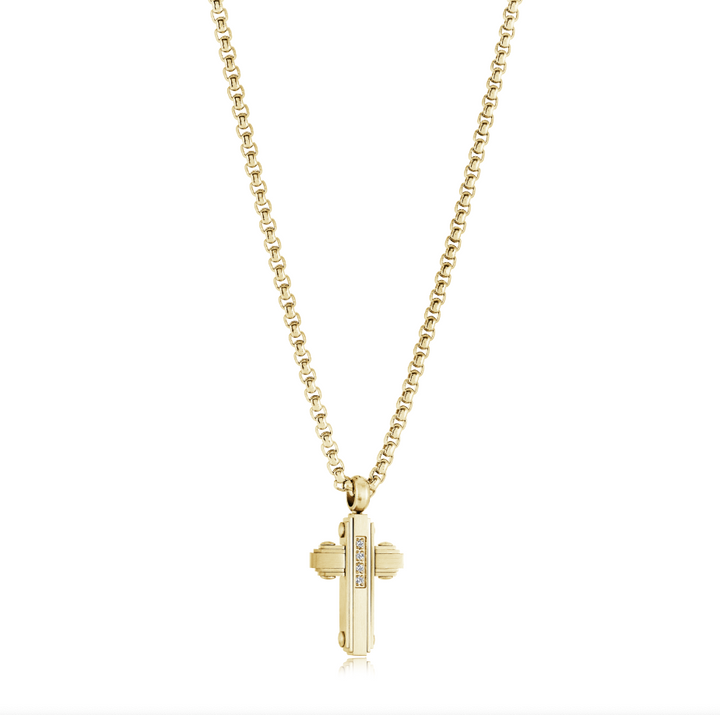 Italgem Steel Micro Cross Necklace — SC261-GO