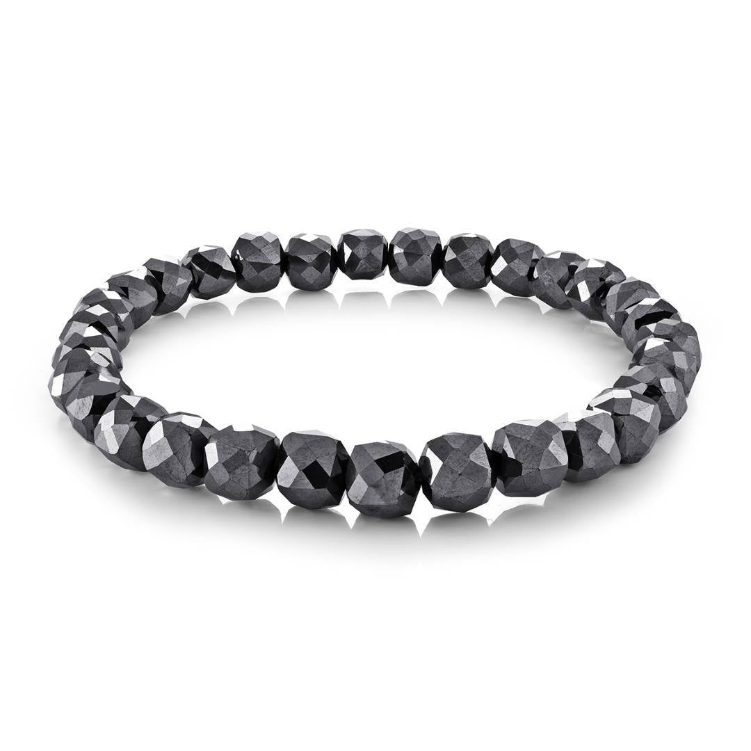 Italgem Steel 7mm Faceted Hematite Stretch Bracelet — BB-390-M