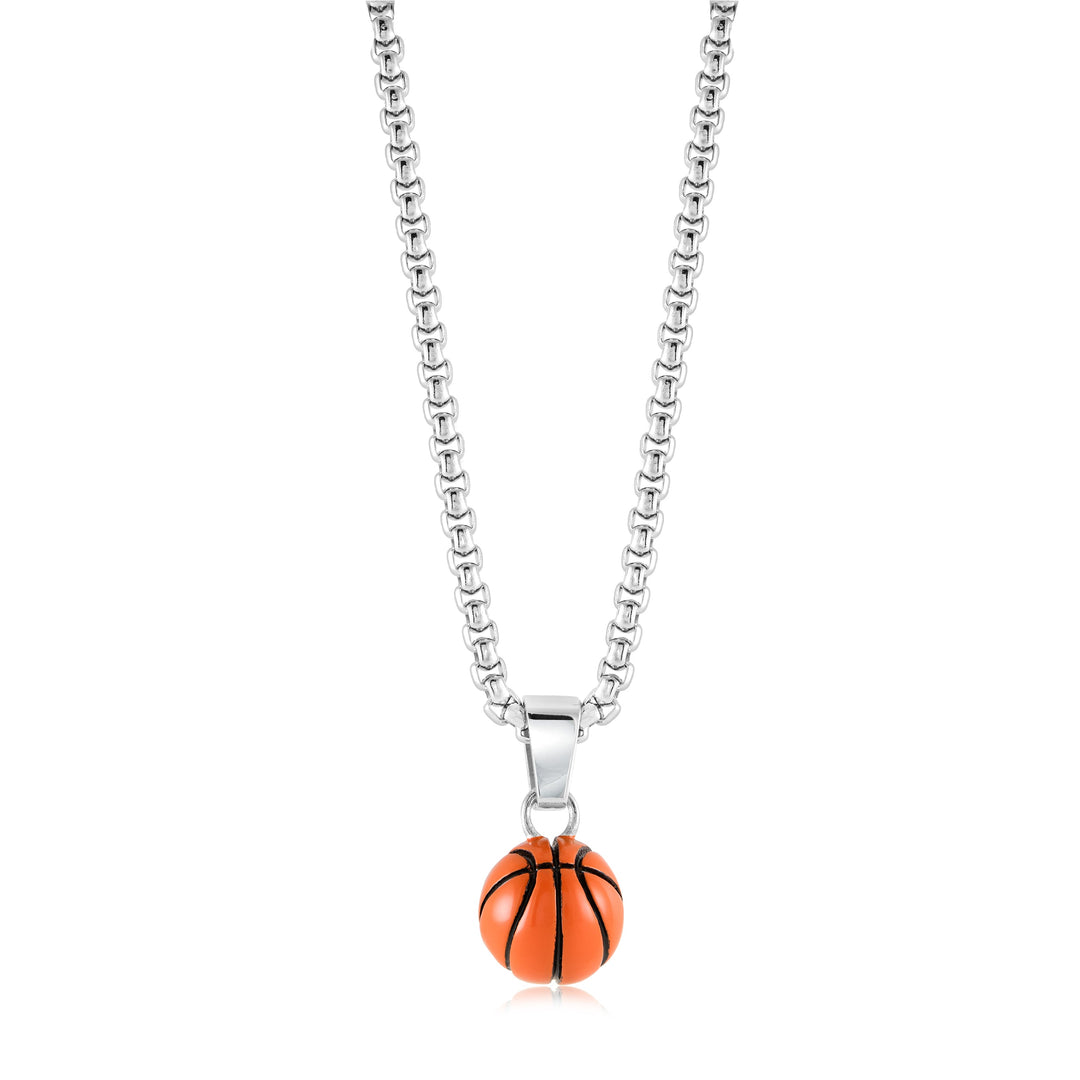 Italgem Steel Basketball Pendant Necklace — SP436-18+2