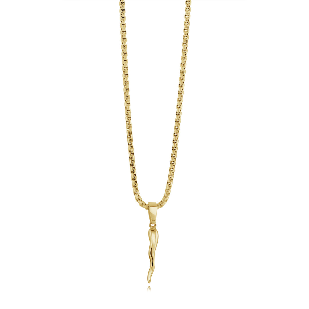 Italgem Steel Gold-Tone Small Cornetto Pendant Necklace — SP438-18+2