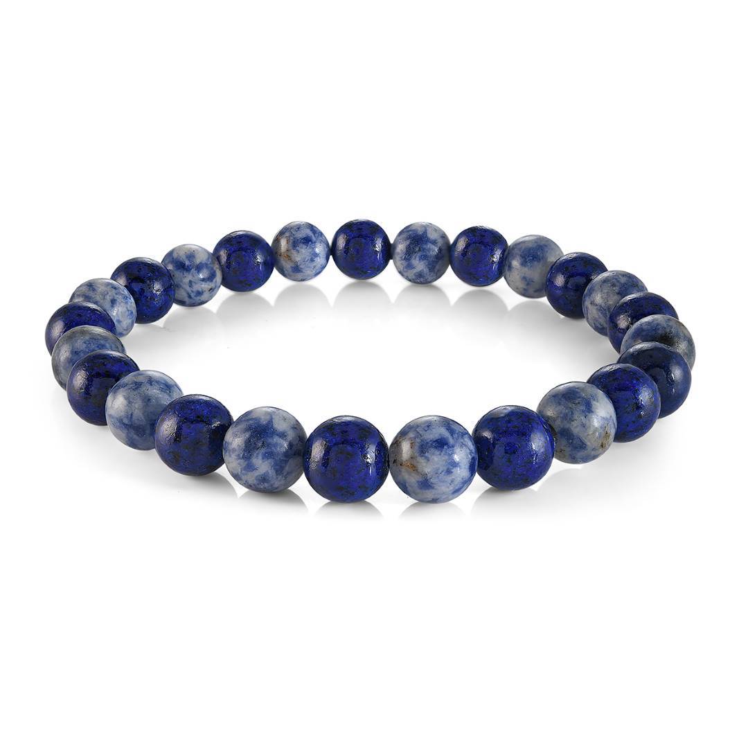 Italgem Steel 8mm Lapis and Sodalite Bead Bracelet — BB-391-M