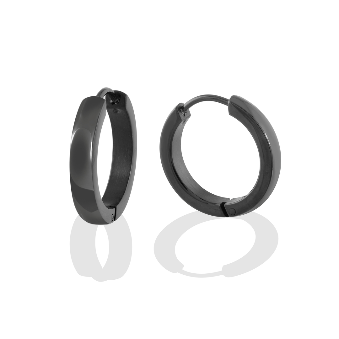 Italgem Steel 17.5mm Black Huggie Earrings — SEA206