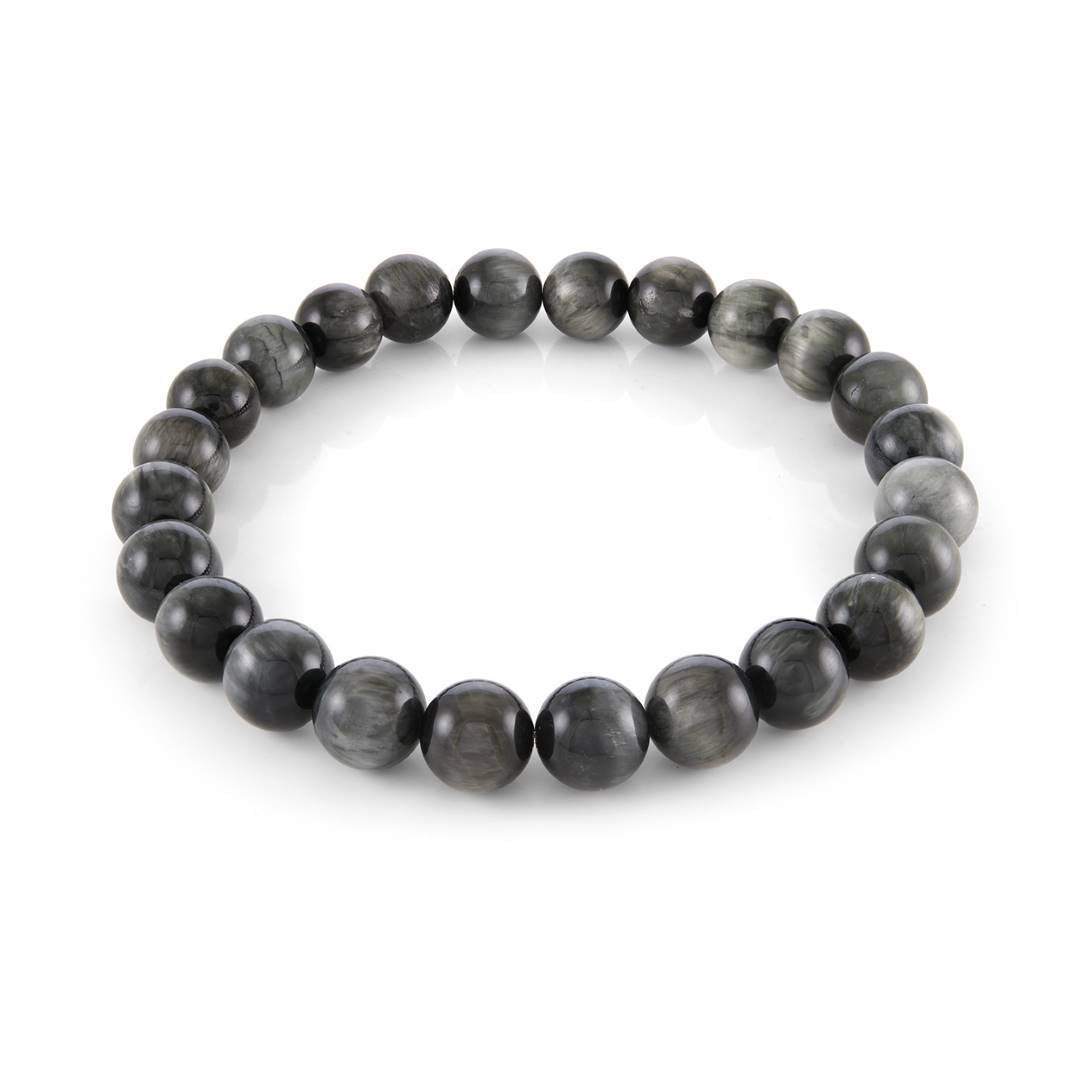 Italgem Steel Grey Eagle Eye Bead Bracelet 8mm — BB-359-M