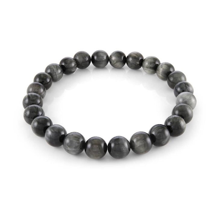 Italgem Steel Grey Eagle Eye Bead Bracelet 8mm — BB-359-M