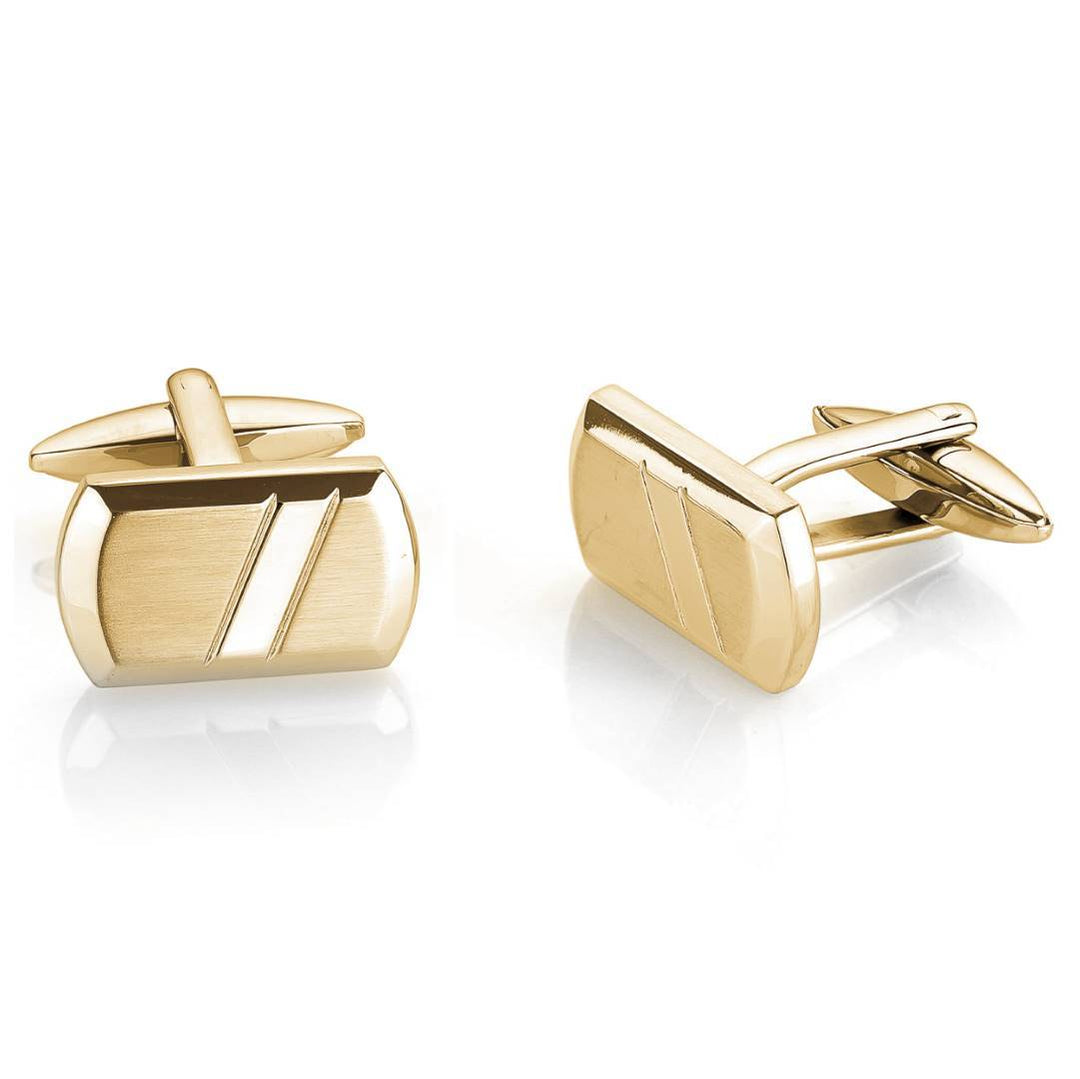 Italgem Steel Gold-Tone Brushed Rectangular Cufflinks — CL42