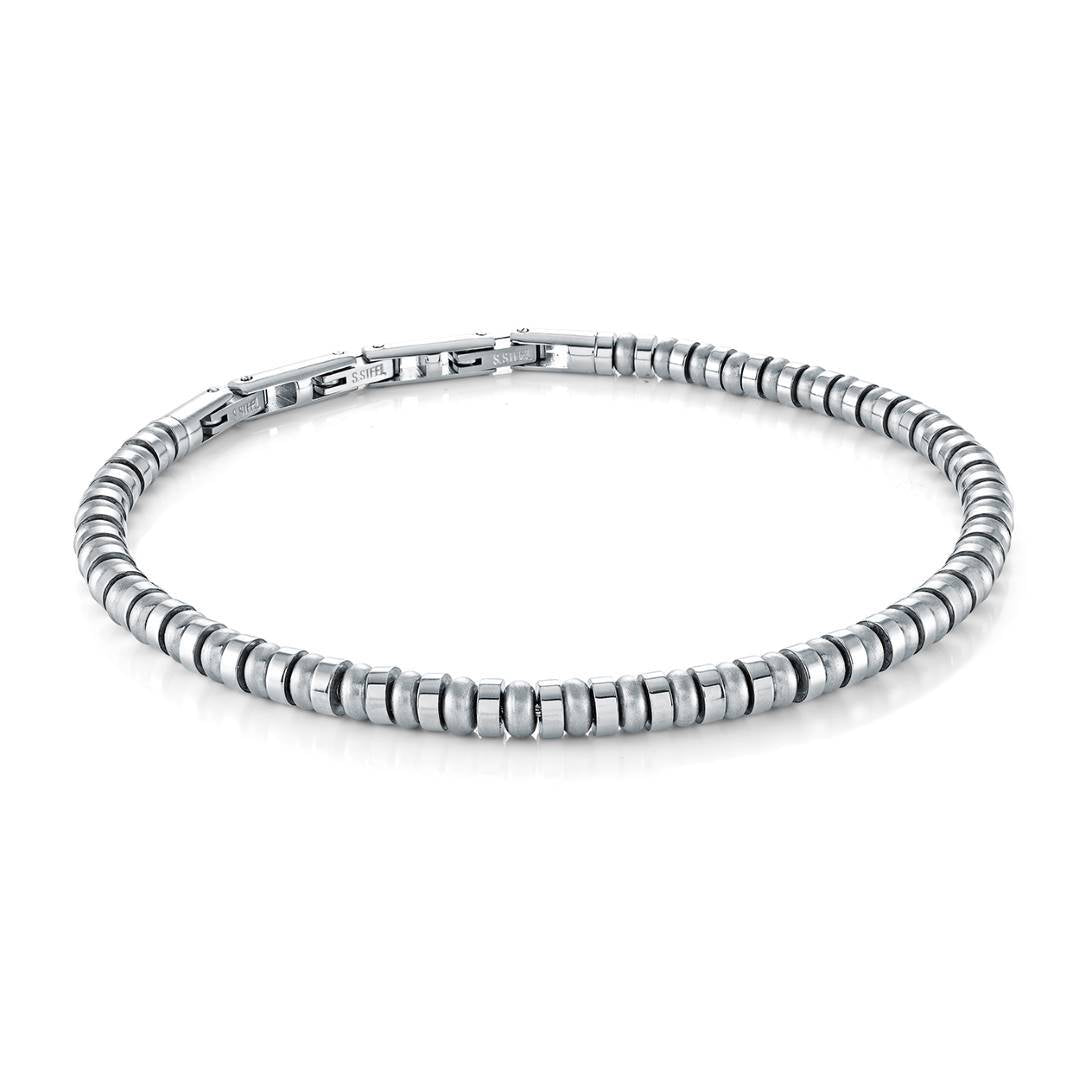 Italgem Steel Polished and Matte Spacer Bracelet — SMB845