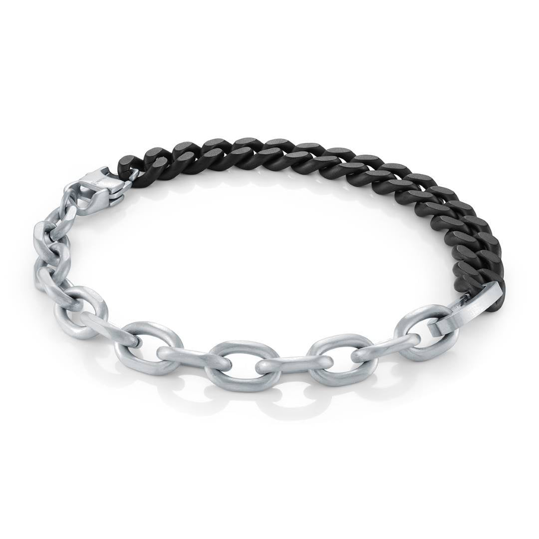 Italgem Steel Matte Gunmetal Curb and Cable Bracelet — SMB778-8