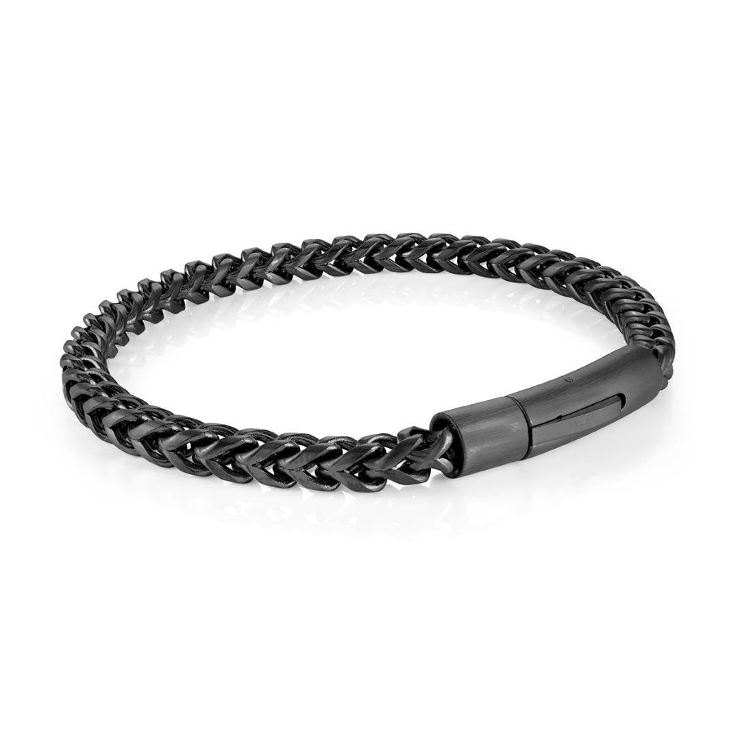 Italgem Steel 5mm Black Franco Bracelet — SMB815-BLK-8